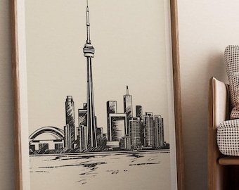 Toronto Skyline Art Print: Minimalist Black and White Cityscape (Digital Download)