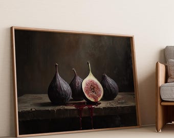 Moody Fig Art Print: Dark Academia Kitchen Decor (Digital Download)