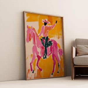 Abstract Cowboy Horse Art Print: Modern Southwest Decor (Digital Download)