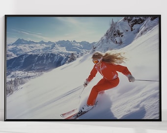 Retro Ski Poster: Vintage Winter Sports Art (Digital Print)