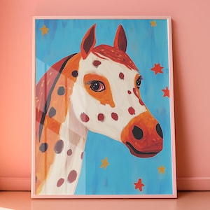 Colorful Horse Art Print: Whimsical Boho Equestrian Decor (Digital Download)
