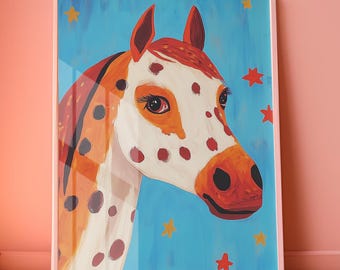 Colorful Horse Art Print: Whimsical Boho Equestrian Decor (Digital Download)