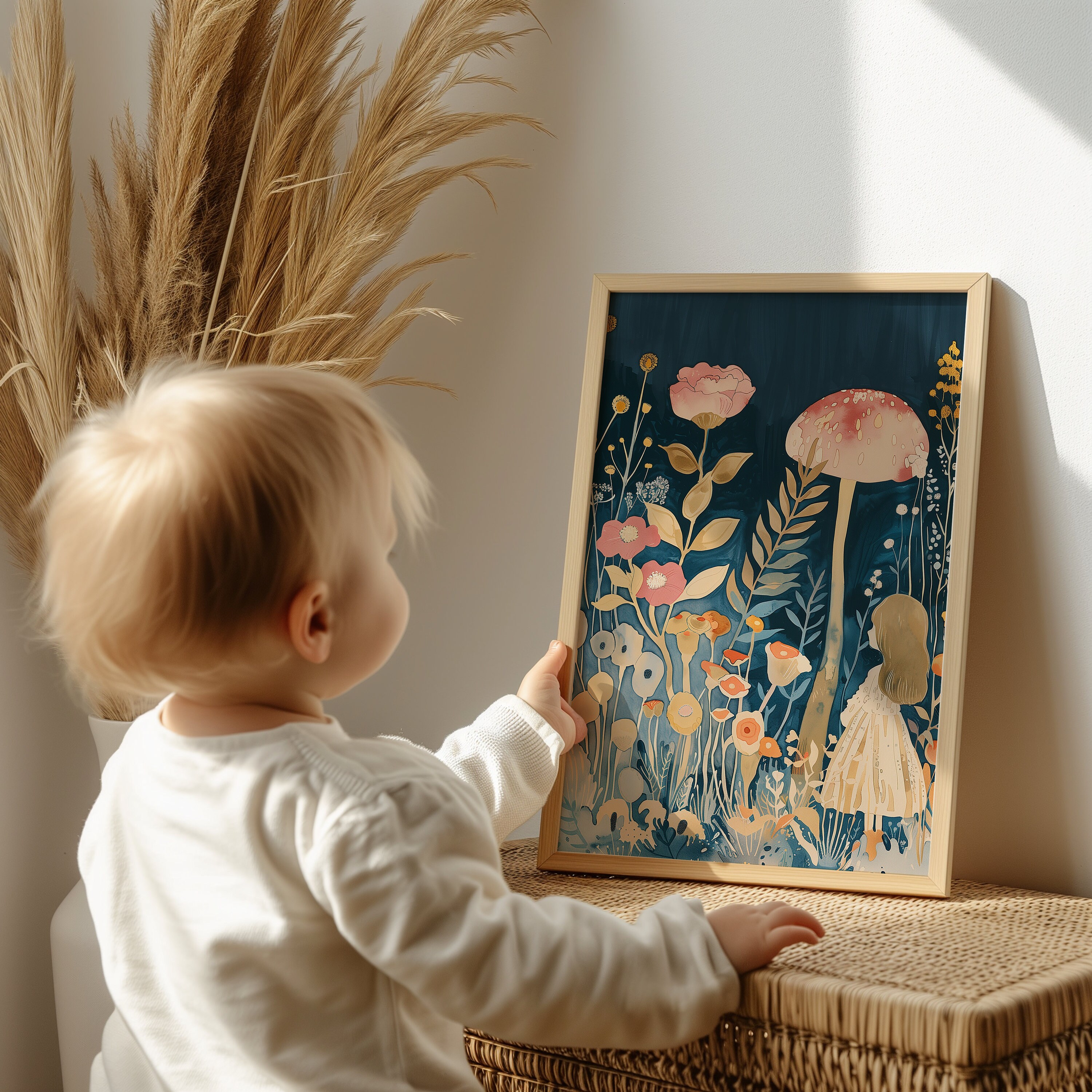 Alice in Wonderland Watercolor Print Set: Teal Mushroom Nursery Art ...