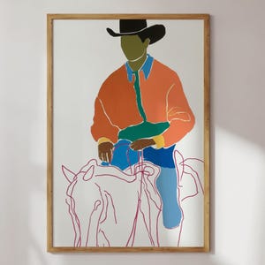 Modern Cowboy Art Print: Abstract Horse Line Drawing (Digital Download)