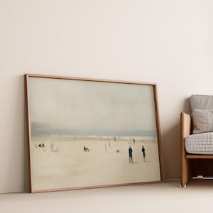 Minimalist Beach Art Print, Coastal Wall Art, Neutral Ocean Painting, Abstract Seascape, Modern Beach Decor, Contemporary Coastal Artwork