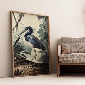 Vintage Heron Art Print: Antique Bird Illustration (Digital Download)