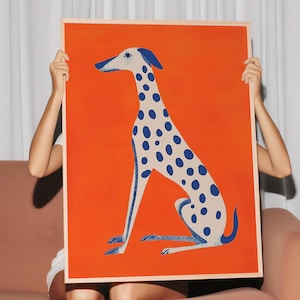 Illustration dalmate audacieuse, décoration dopamine, impression d'art numérique maximaliste, art mural chien abstrait, impression chien vibrante, art moderne