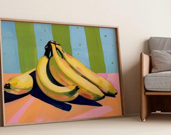 Bananen Illustration: Bunte Illustration für die Küche (Digitaler Download)