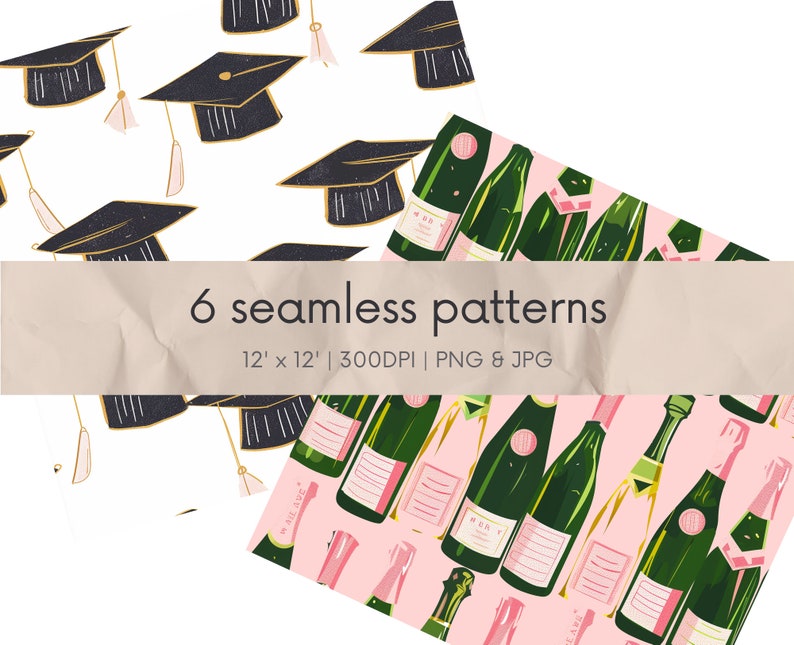 Graduation Pink Pattern Border Pink Graduation/celebration Seamless Patterns - Wine Digital Background ...