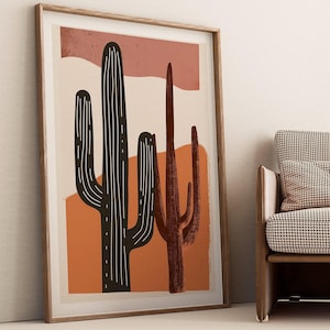 Abstract Cactus Art Print: Modern Southwestern Decor (Digital Download)