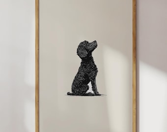 Elegant Poodle Silhouette Print - Minimalist Dog Wall Art, Modern Pet Portrait, Black and White Animal Art, Digital Download for Dog Lovers