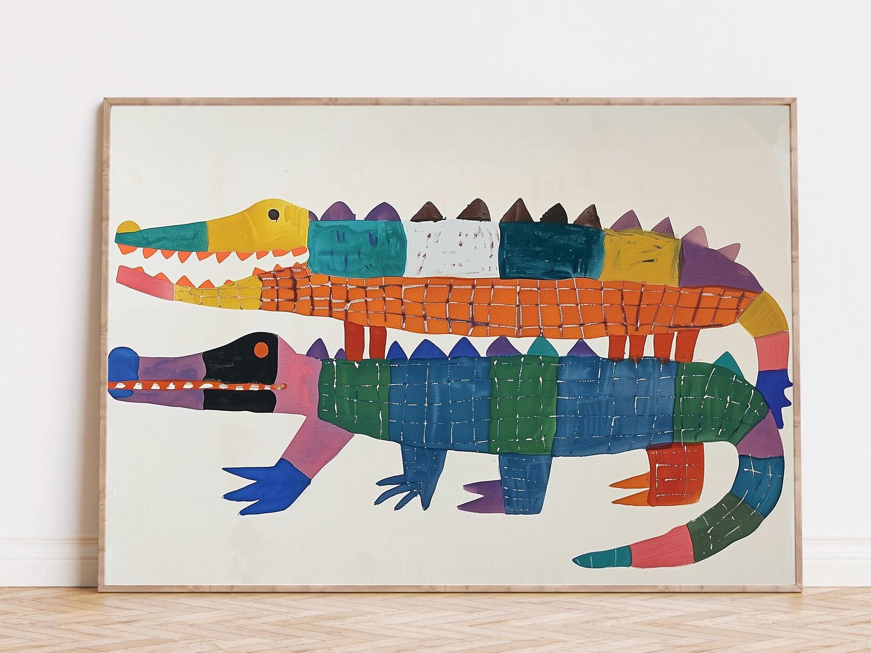 Whimsical Crocodile Art Print: Colorful Jungle Nursery Decor (Digital Download)
