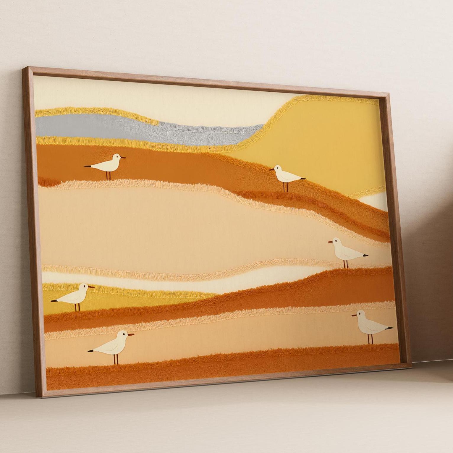 Seagull Coastal Art Print: Minimalist Beach House Decor (digital ...