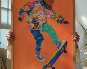 Skateboarder Art Print: Modern Pop Street Art (Digital Download)