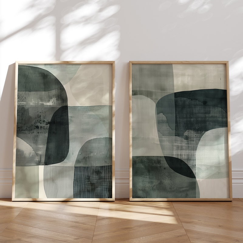 Green Gray Wall Art Etsy