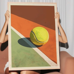 Minimalist Tennis Ball Art Print - Abstract Sports Decor, Modern Athletic Poster, Digital Download for Tennis Enthusiasts