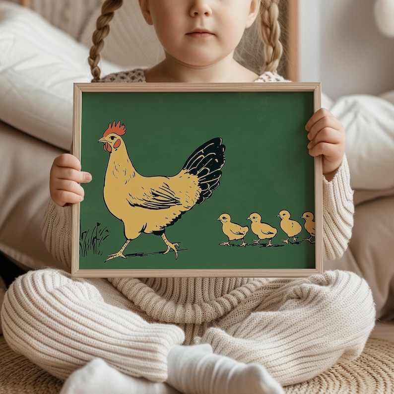 Vintage Chicken Art Print: Farmhouse Kitchen Decor (digital Download ...