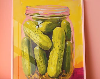 Pickle Jar Art Print: Vibrant Kitchen Decor (Digital Download)