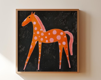 Modern Spotted Horse Art Print: Vibrant Equestrian Nursery Decor (Digital Download)