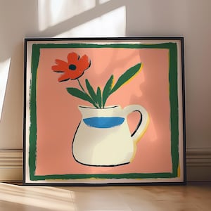 Floral Vase Art Print: Modern Abstract Flower (Digital Download)