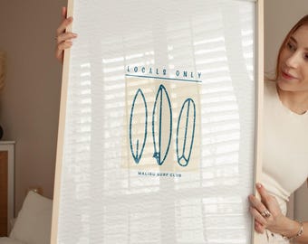 Malibu Surf Club Art Print: Minimalist Beach Wall Decor (Digital Download)