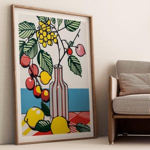 Fruit Vase Art Print: Modern Kitchen Still Life (Digital Download)