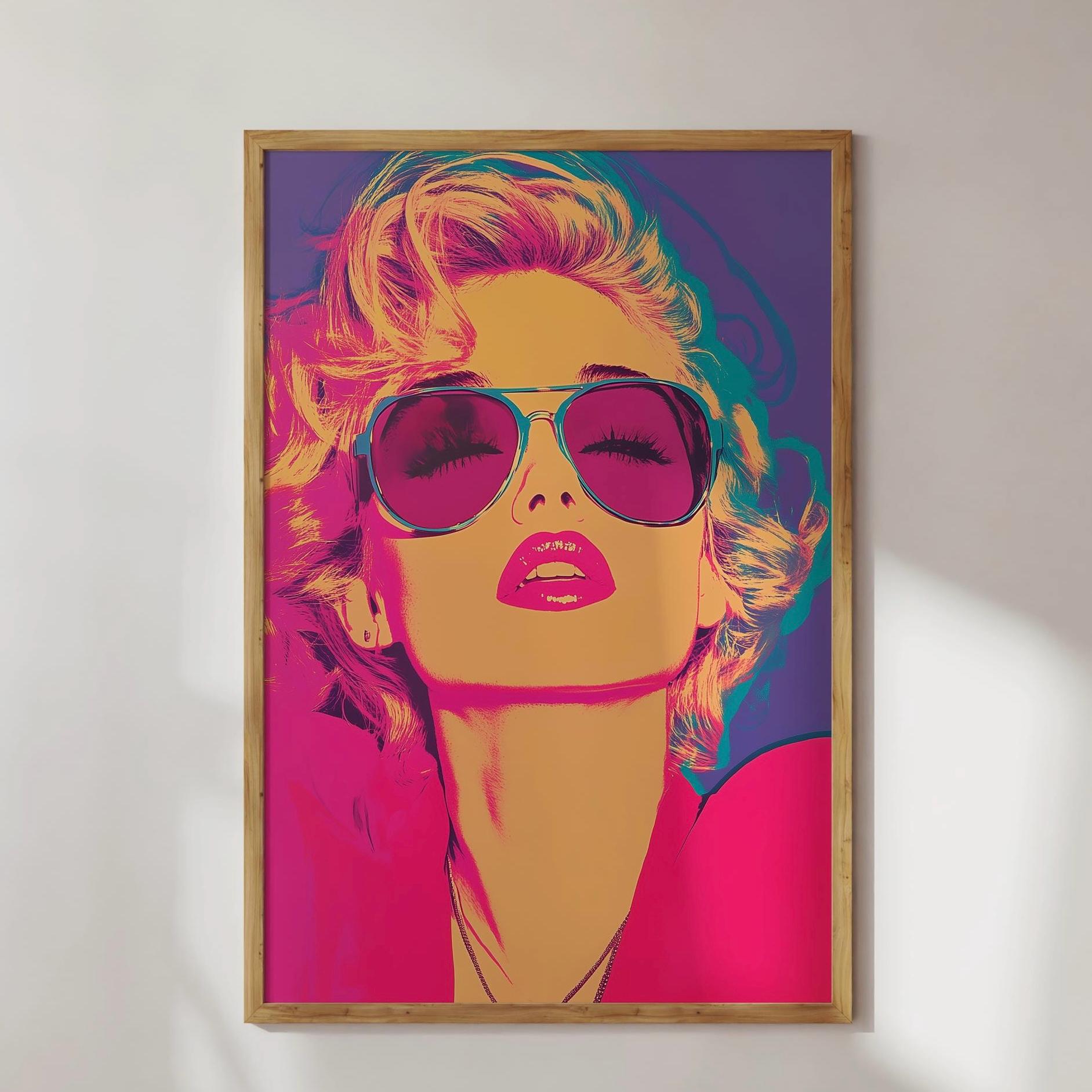 4261 Glam Fashion Female Vintage Pop Patterned Belt Portrait Wall Plaque, 90s Pop Art Woman Portrait: Retro Glam Fashion Print  main image 3