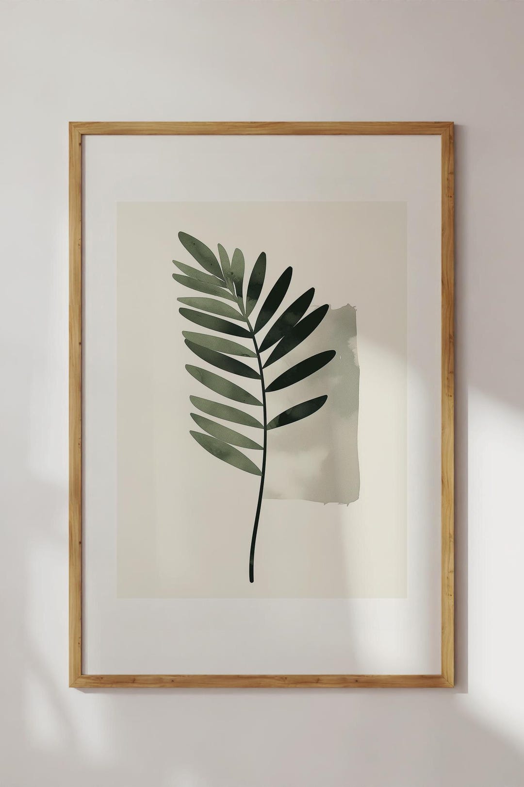 Minimalist Botanical Leaf Print: Neutral Green Wall Art (digital ...