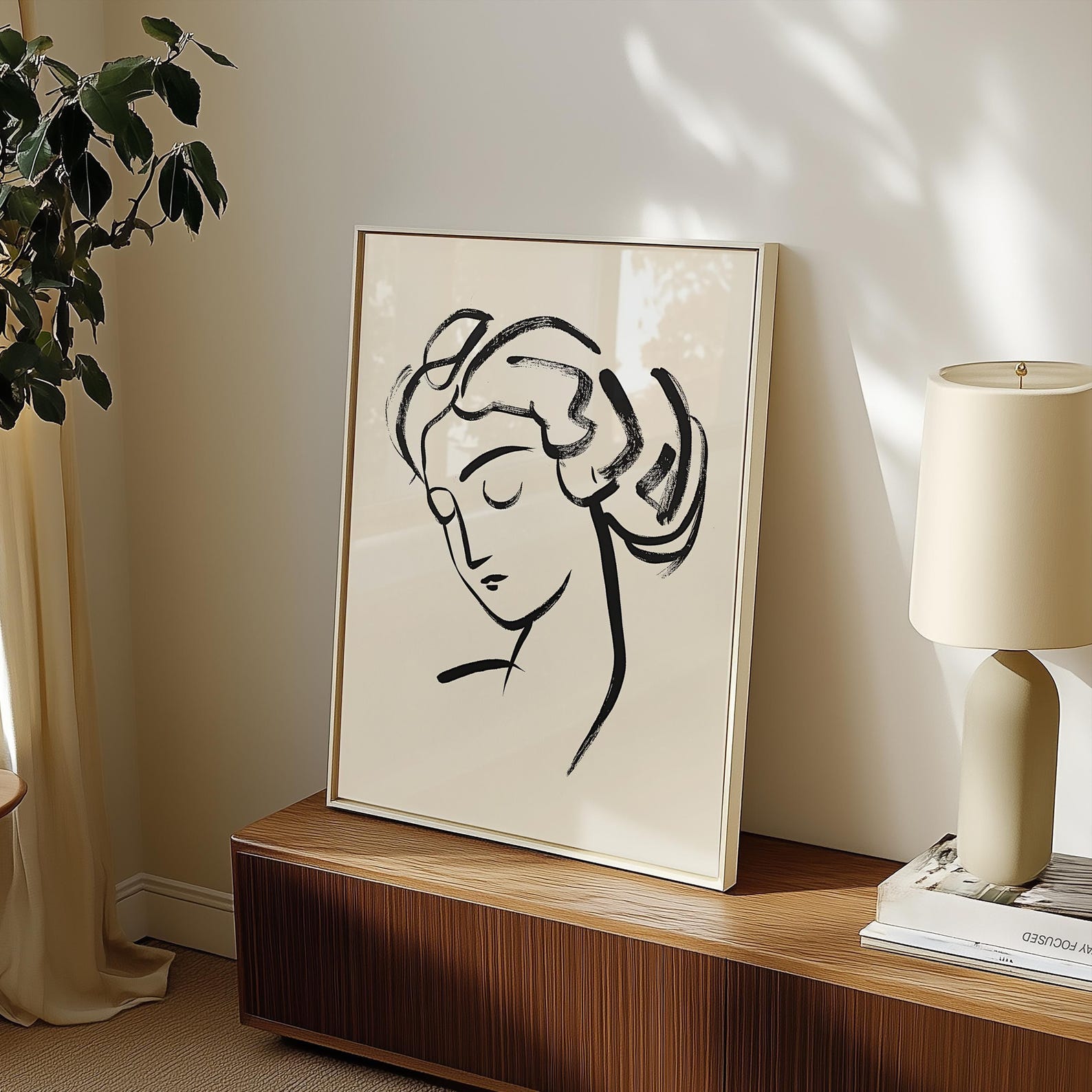 Minimalist Woman Line Art Print: Abstract Female Face (digital Download ...