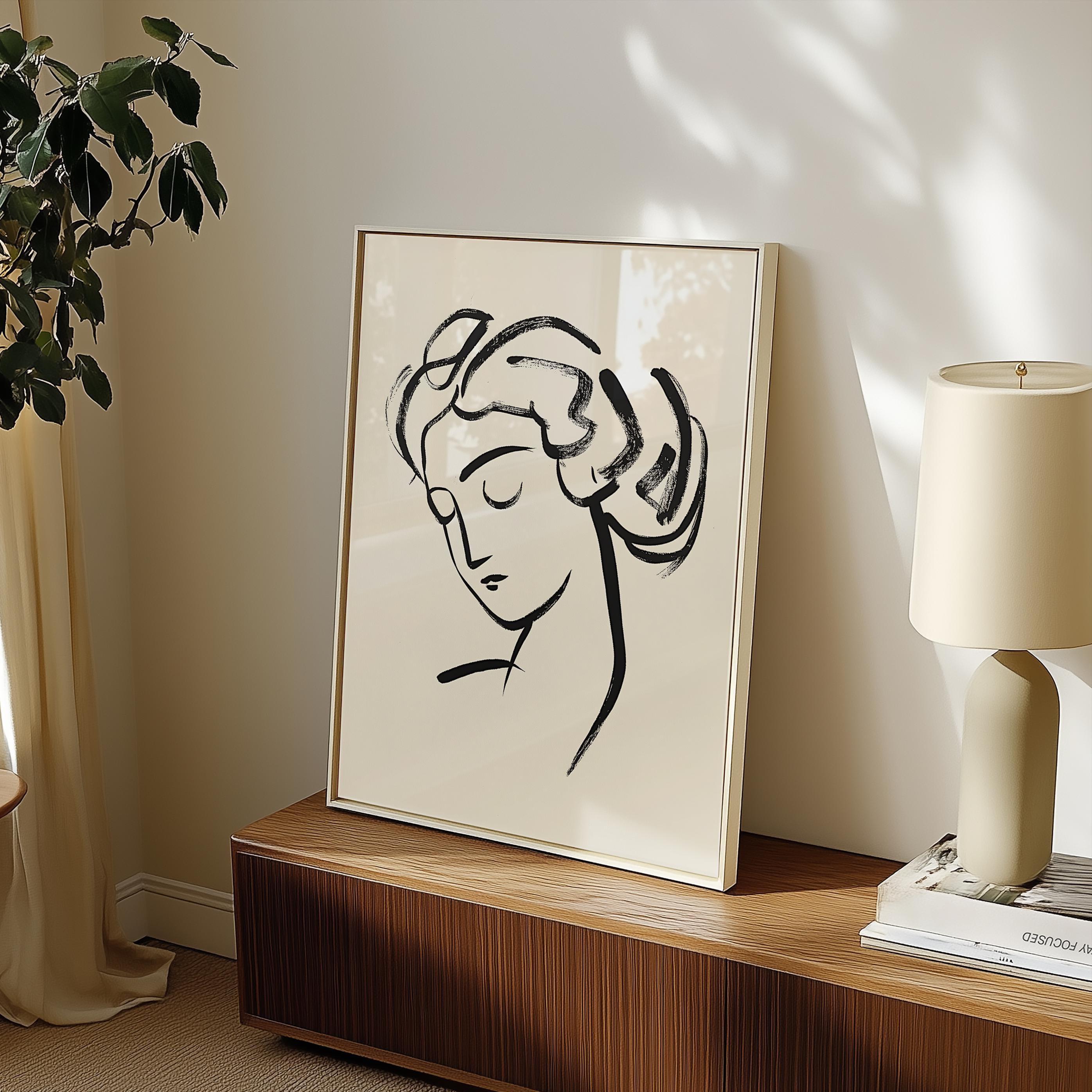 Minimalist Woman Line Art Print: Abstract Female Face (digital Download ...