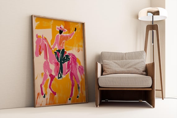 Abstract Cowboy Horse Art Print: Modern Southwest Decor (Digital Download)