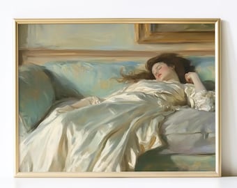 Vintage Woman Oil Painting Art Print: Elegant Feminine Decor (Digital Download)