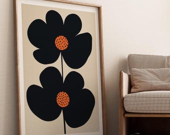 Minimalist Poppy Art Print: Bold Floral Design (Digital Download)