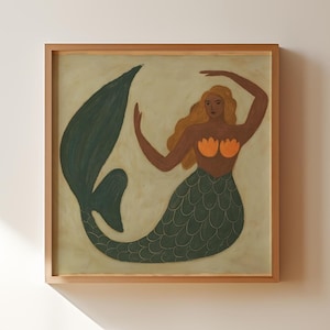 Boho Mermaid Art Print: Coastal Siren Illustration (Digital Download)