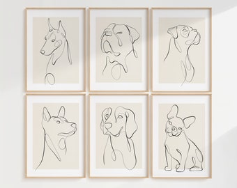 Minimalist Dog Line Art Prints: Modern Pet Lover Decor (Digital Download)