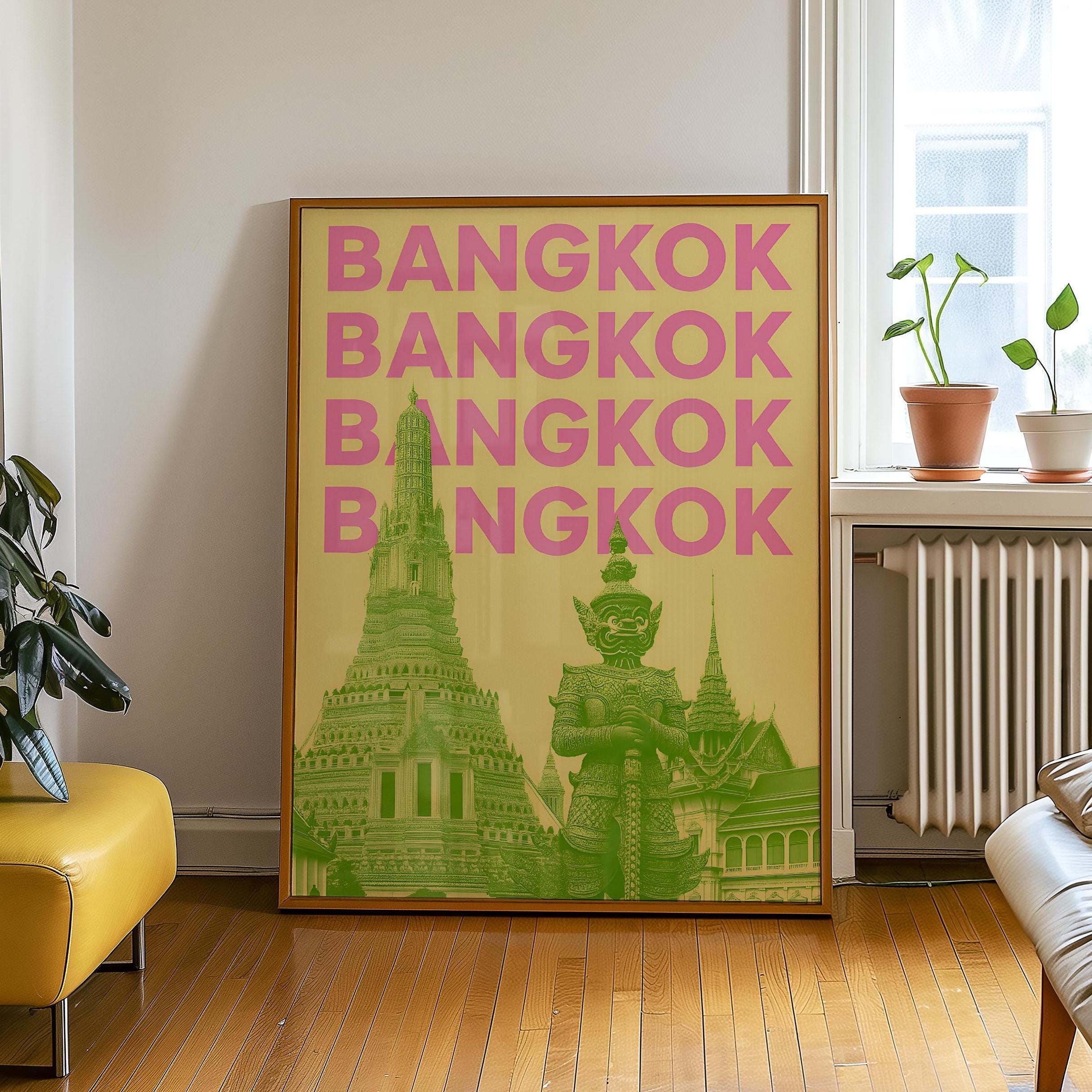 Bangkok Travel Poster: Thailand Temple Art Print (Digital Download)