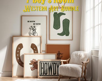 Impressions d'art pour chambre de bébé western : ensemble de décorations de chambre de cow-boy (téléchargement numérique)