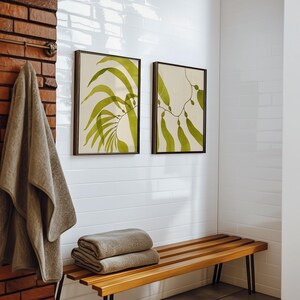 Seaweed Diptych Wall Art Set, Olive Green Coastal Prints, Minimalist Ocean-Inspired Decor, Modern Beach House Wall Art, Digital Download image 5