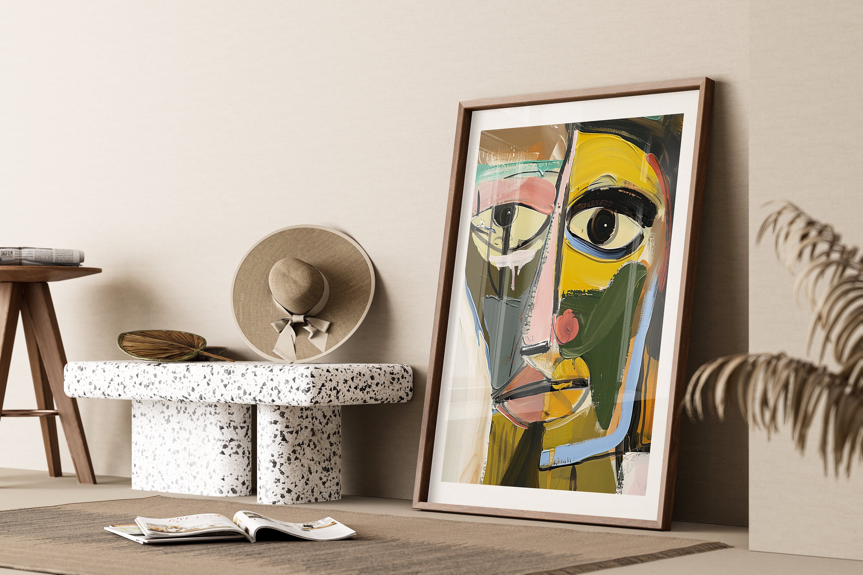 Abstract Cubist Face Art Print: Bold Colors, Modernist Portrait ...