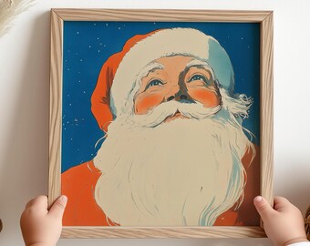 Vintage Santa Claus Art Print: Retro Christmas Decor (Digital Download)