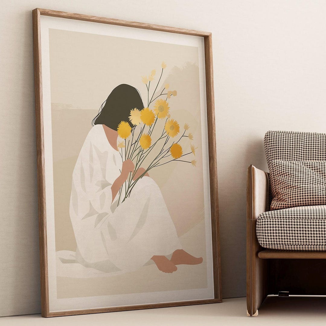 Minimalist Floral Woman Art Print - Contemporary Line Art for Modern ...