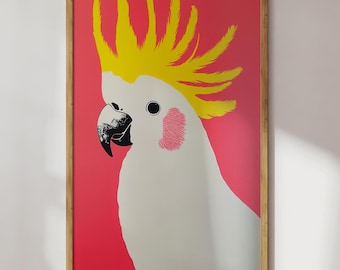 Kakadu Art Print: lebhafter Tropischer Vogel, Maximalist Dekor (Digitaler Download)