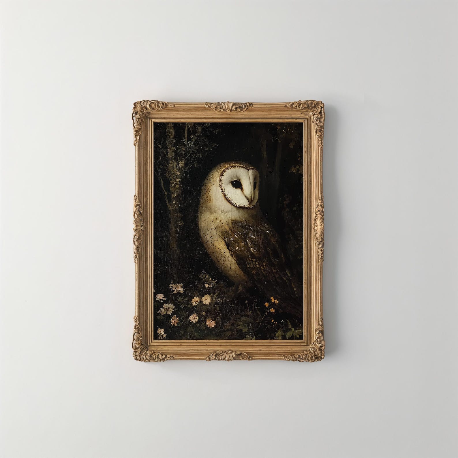 Vintage Barn Owl Art Print: Dark Academia Gothic Decor (digital ...