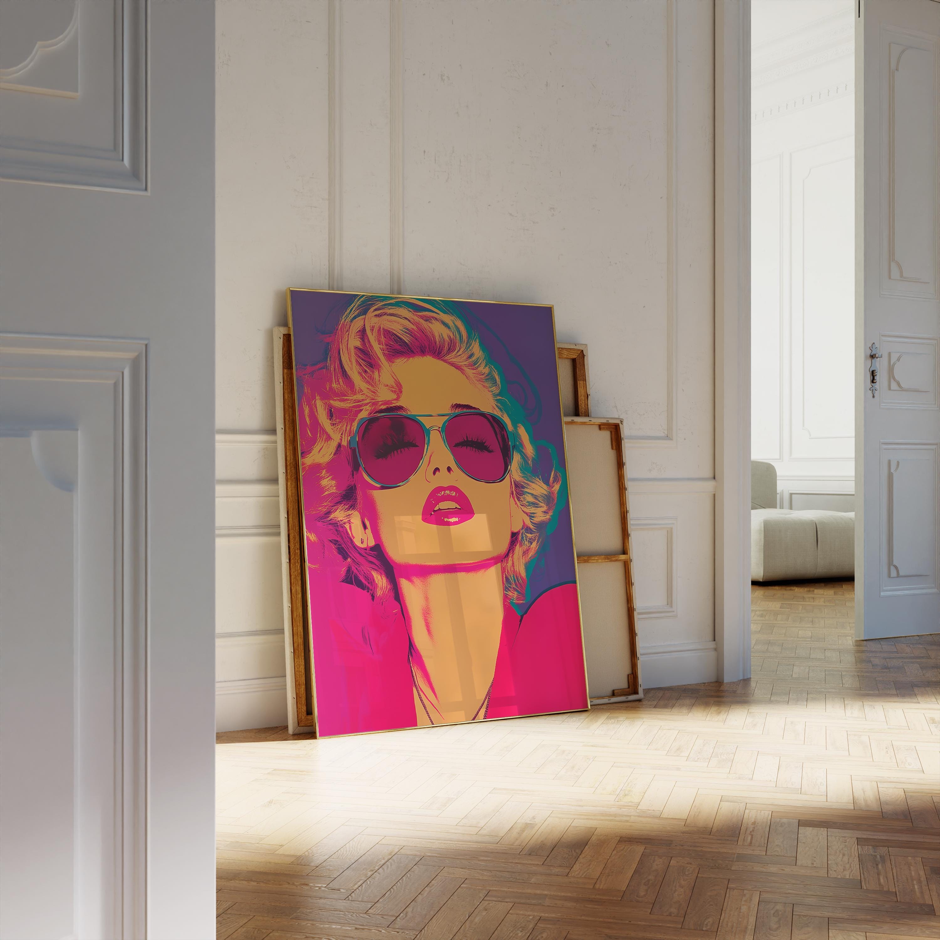 90s Pop Art Woman Portrait: Retro Glam Fashion Print 
