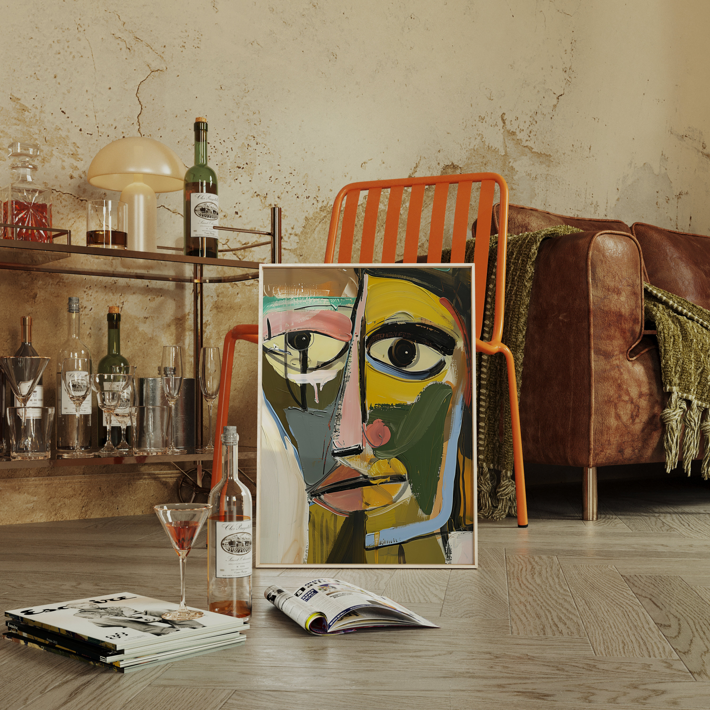 Abstract Cubist Face Art Print: Bold Colors, Modernist Portrait ...