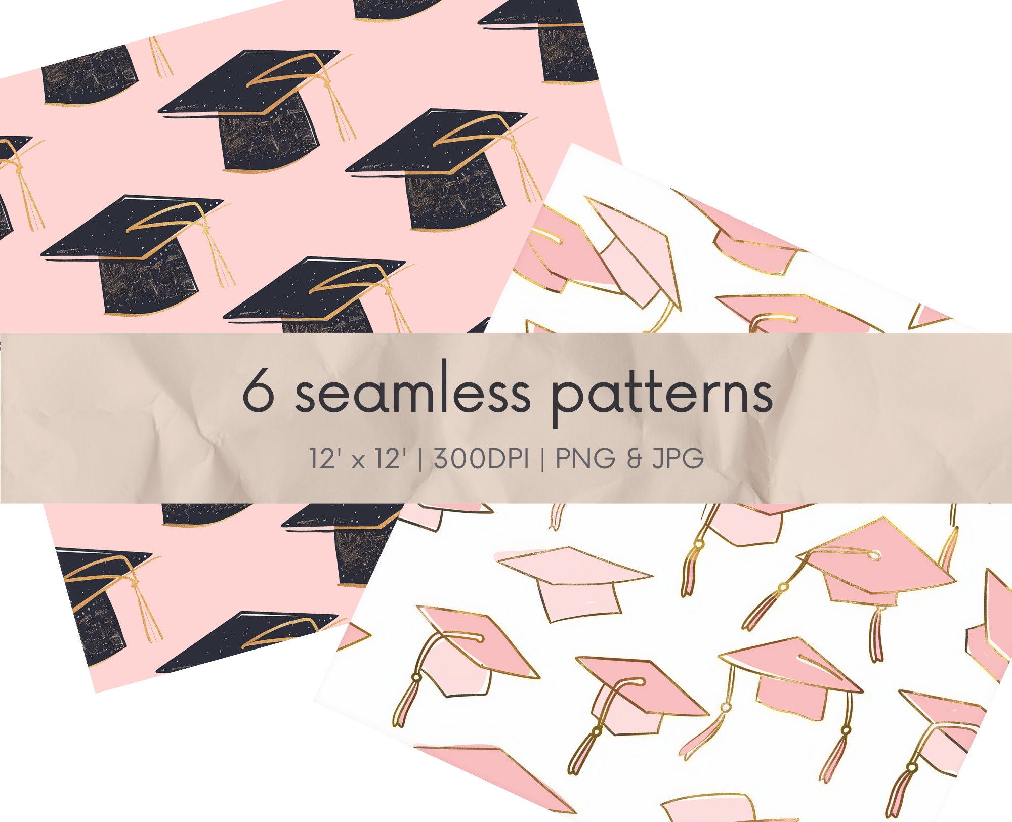 Graduation Pink Pattern Border Pink Graduation/celebration Seamless Patterns - Wine Digital Background ...