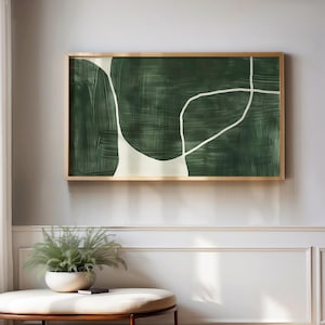 Art abstrait moderne pour la télévision avec cadre, vert minimaliste, téléchargement d'art Wabi Sabi, oeuvre d'art pour la télévision numérique 16:9, décoration de salon Samsung The Frame