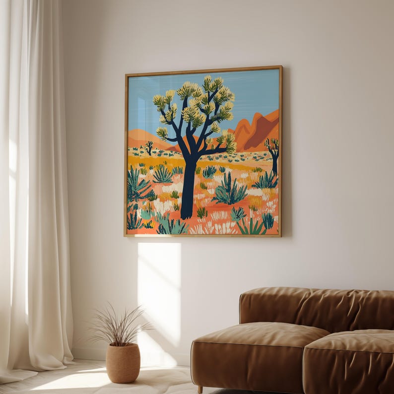 Joshua Tree Wall Art Print, Modern Boho Desert Landscape, Southwestern ...