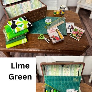 Baúl de costura en miniatura para casa de muñecas Lime Green