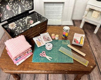 Dollhouse Miniature Sewing Trunk